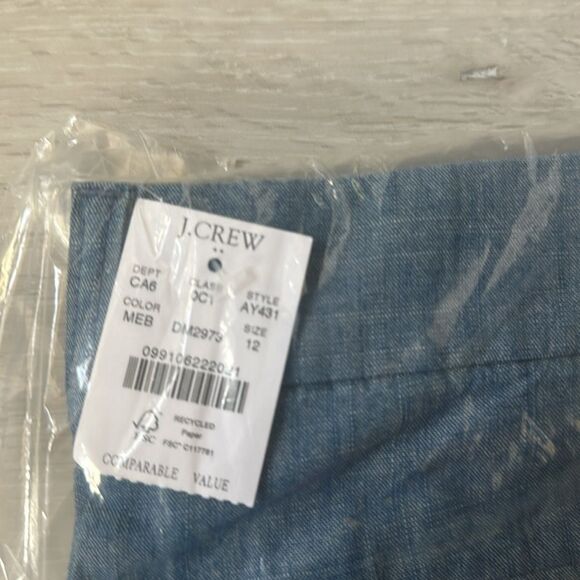 J.crew 5" classic chambray‎ short in Med Echo Blue Wash size 12 NWT in packaging - Picture 7 of 9